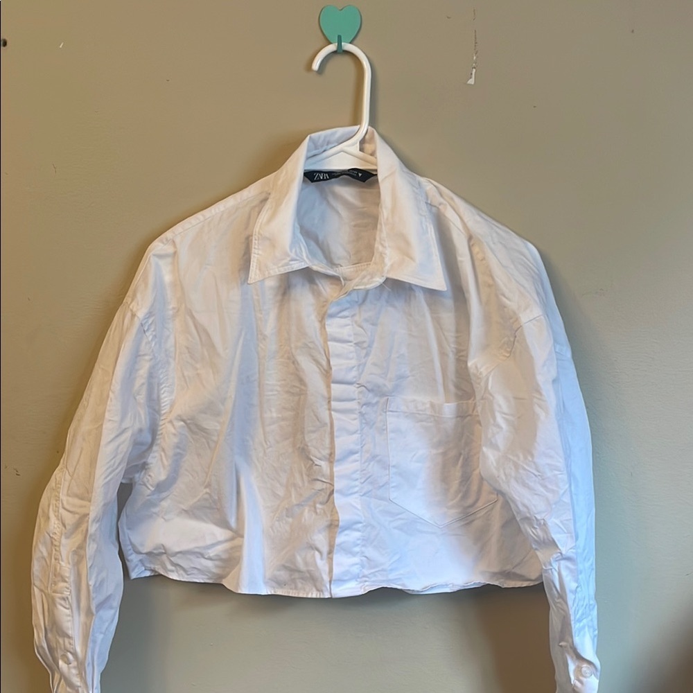 Zara White Cropped Shirt (Bin L)